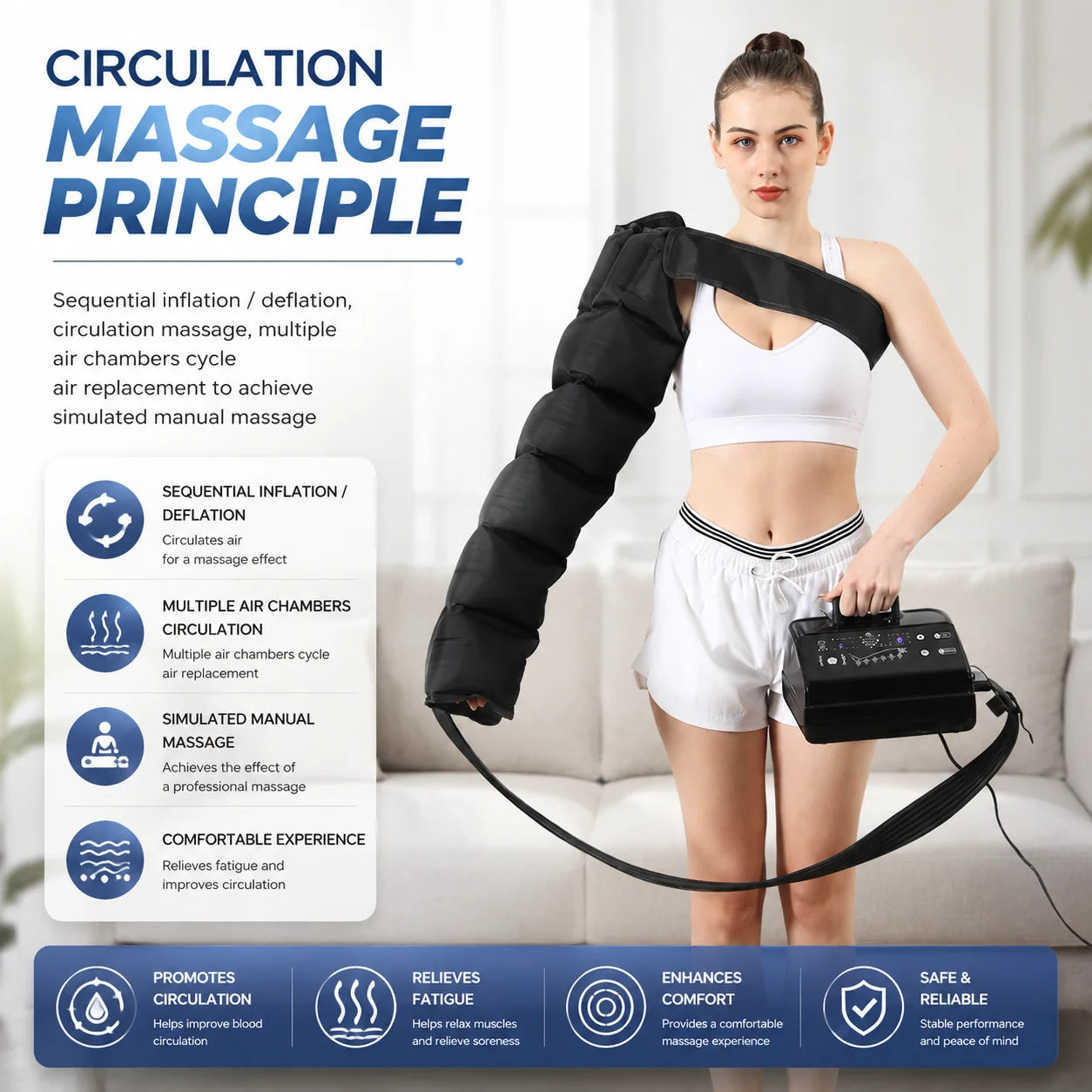 Four-Chamber Intelligent Air Wave Massager Pressure Therapy Instrument Leg Muscle Massage Recovery Lymphatic Detoxifier