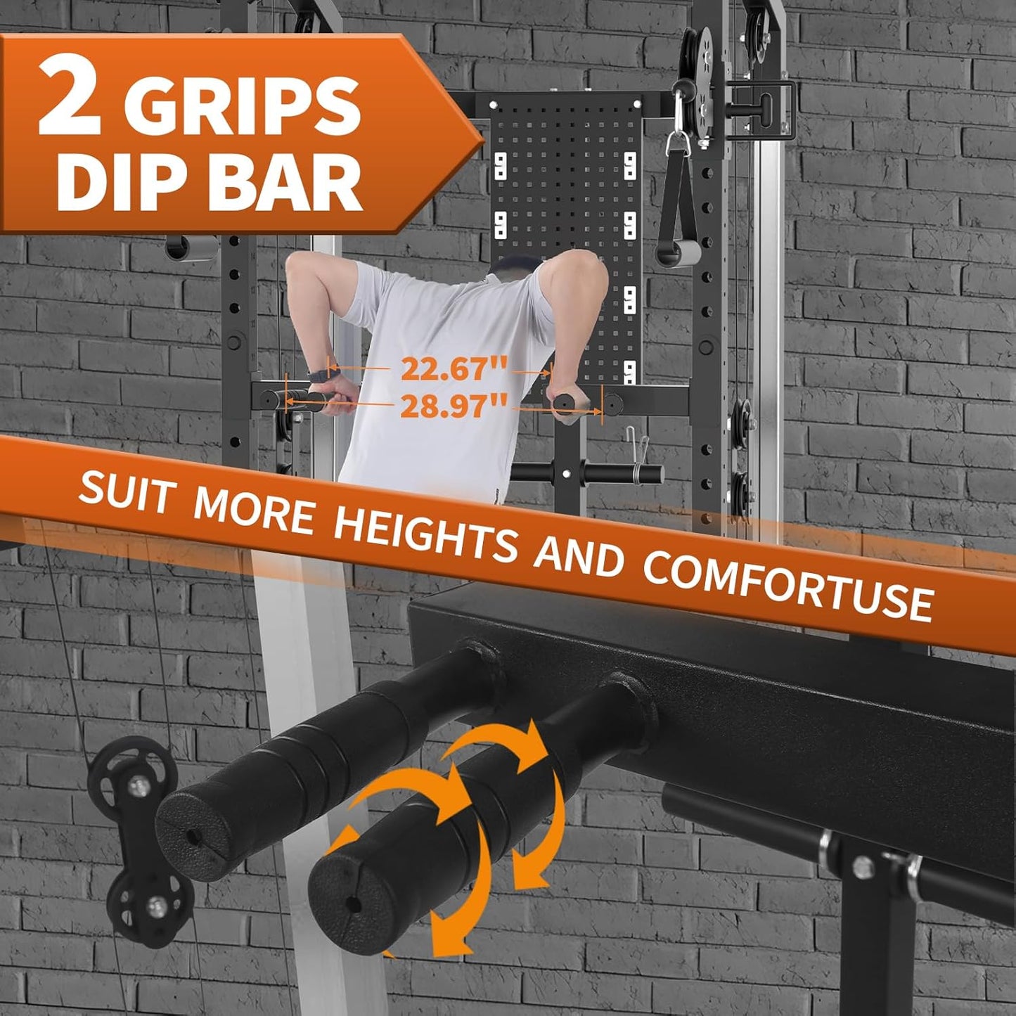 Power Cage, 2000LB Power Rack with Dual Independent Pulley System, Squat Rack with Adjustable Cable Crossover, Multi-Function Home Gym Workout Machine for Home