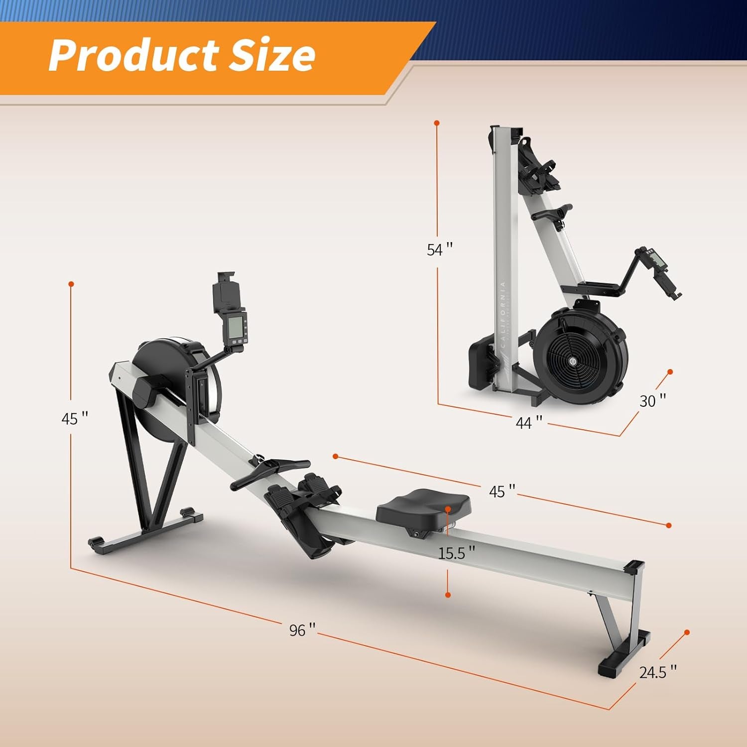 Air Resistance Rowing Machine with Transport Wheels